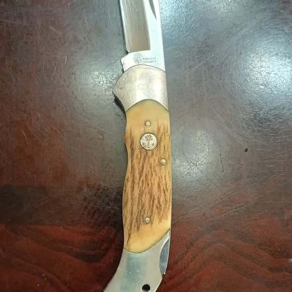 Boker Optima Stag Handle Knife W/Custom Leather Sheath